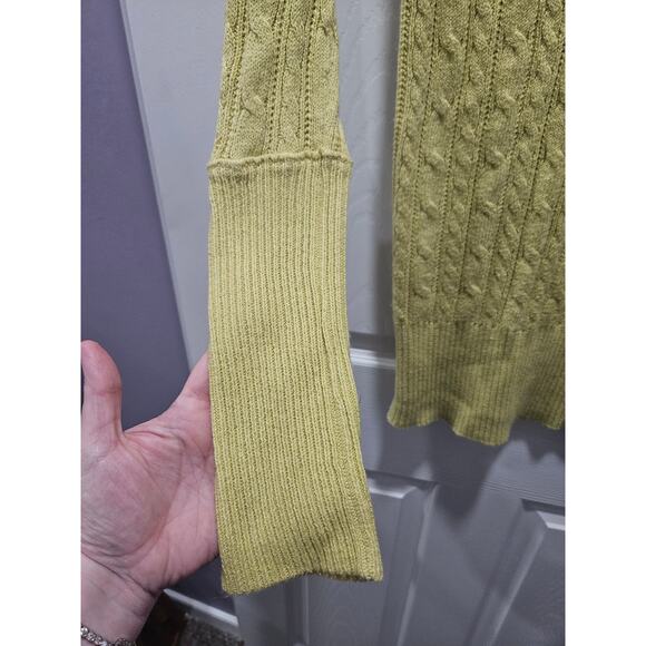 Vintage y2k American Eagle Outfitters Yellow Butter Cable Knit Sweater M Deep V - Picture 4 of 9